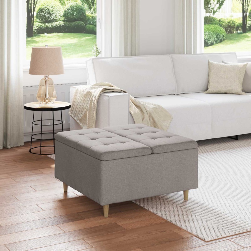 vidaXL Οθωμανικό αποθήκευσης με μαξιλάρι Taupe 80 x 80 x 45 cm ύφασμα