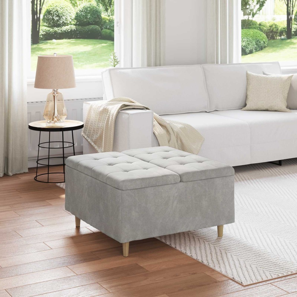 vidaXL Οθωμανικό αποθήκευσης Ανοιχτό γκρι 80 x 80 x 45 cm Βελούδο