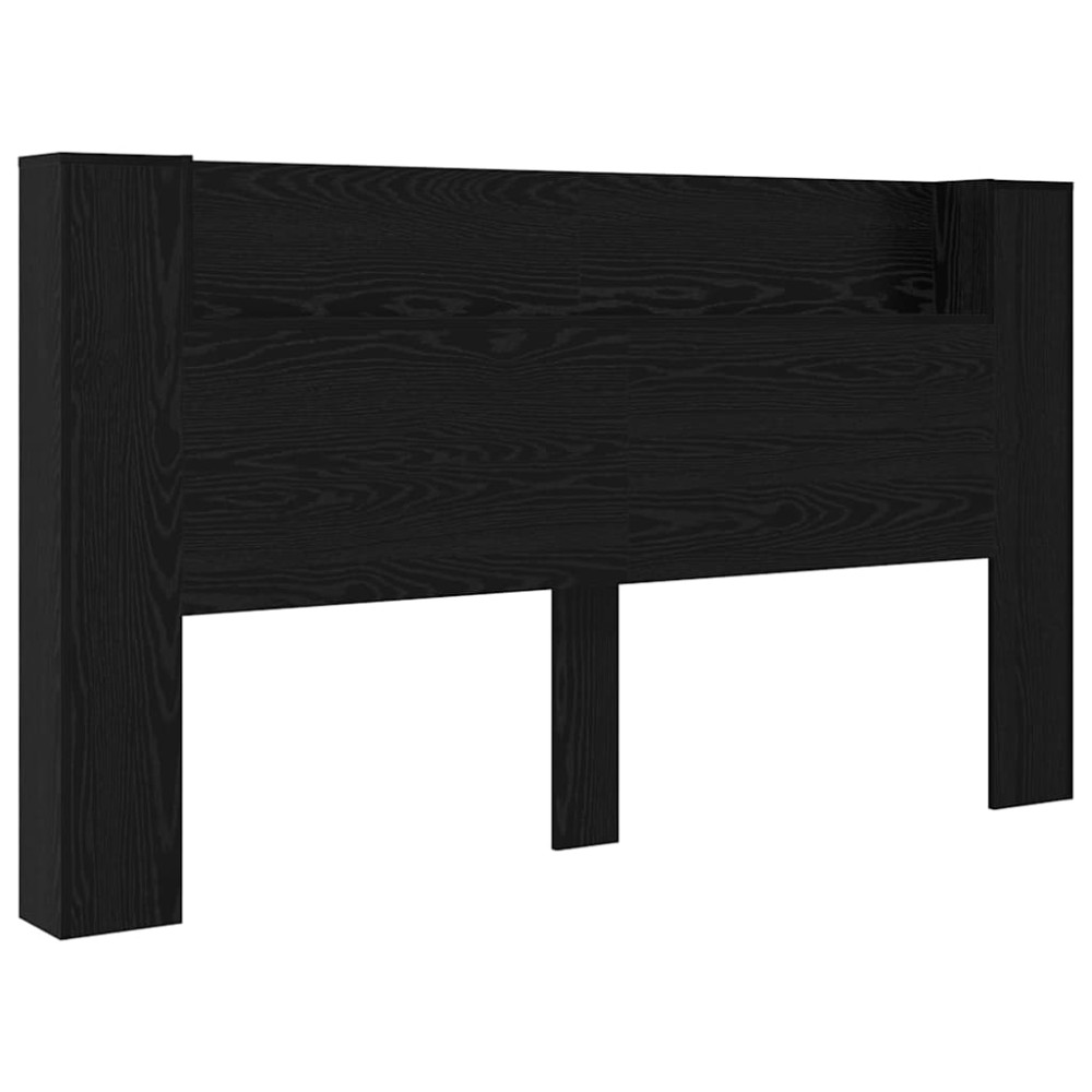 vidaXL Κρεβάτι με Κεφαλάρι με ράφι Μαύρη δρυς 180 x 17 x 104.5 εκ