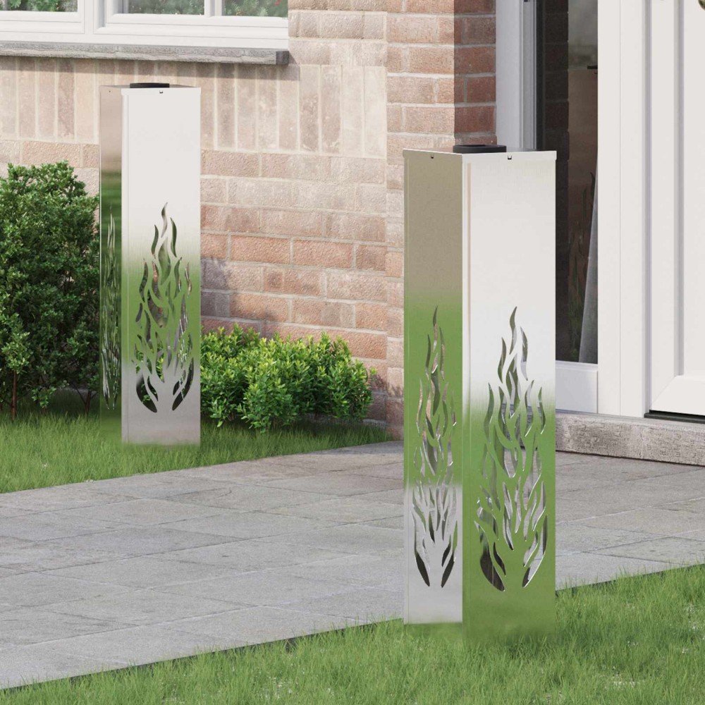 vidaXL Ηλιακό LED Φως Δρόμου 2 pcs Ασημί Ανοξείδωτο ατσάλι