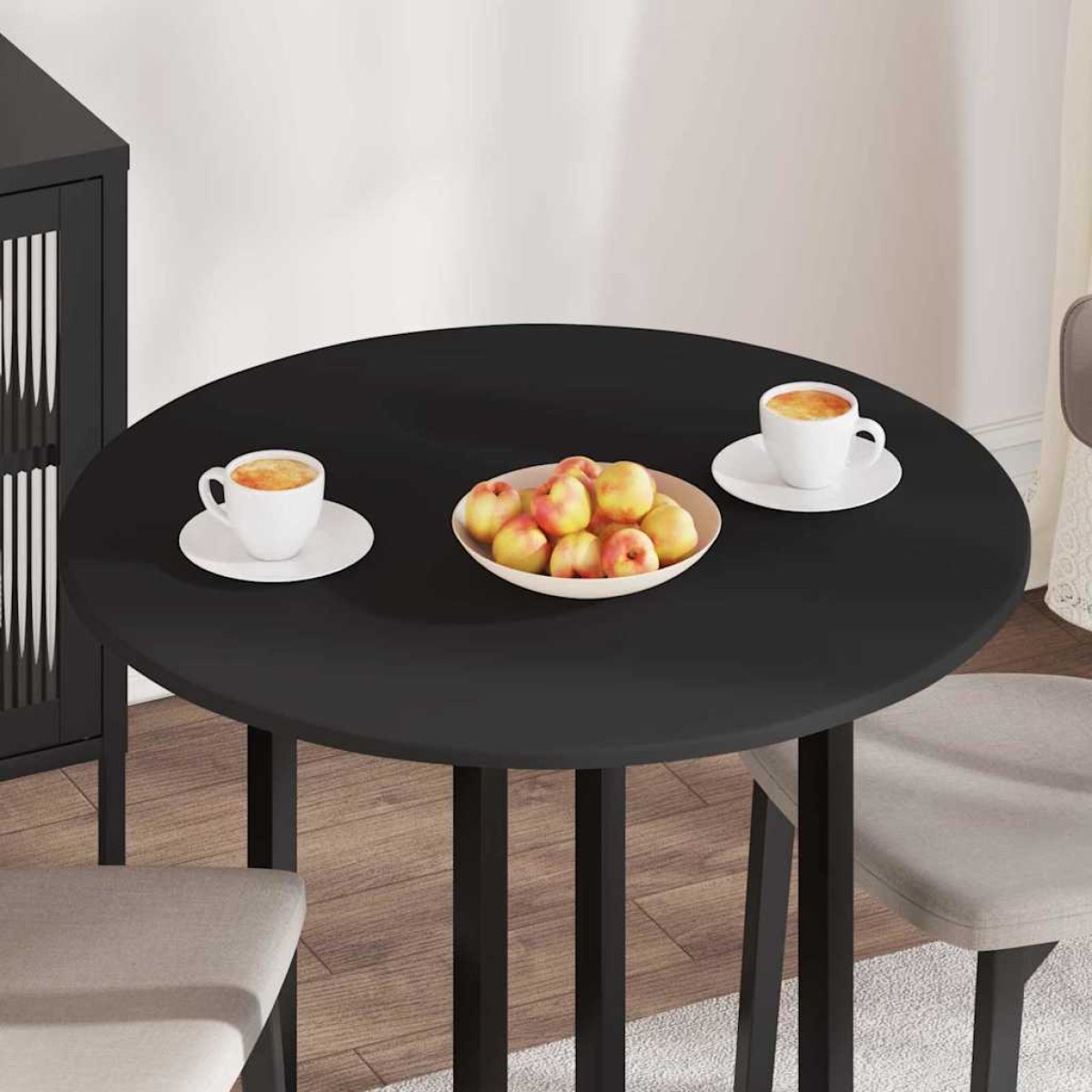 vidaXL Καπάκι τραπεζιού Ø 80 x 1,5 cm Γύρος Επεξεργασμένο Ξύλο Μαύρο