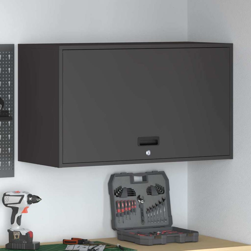 vidaXL Ντουλάπι τοίχου για γκαράζ Μαύρο 90 x 40 x 53 εκ