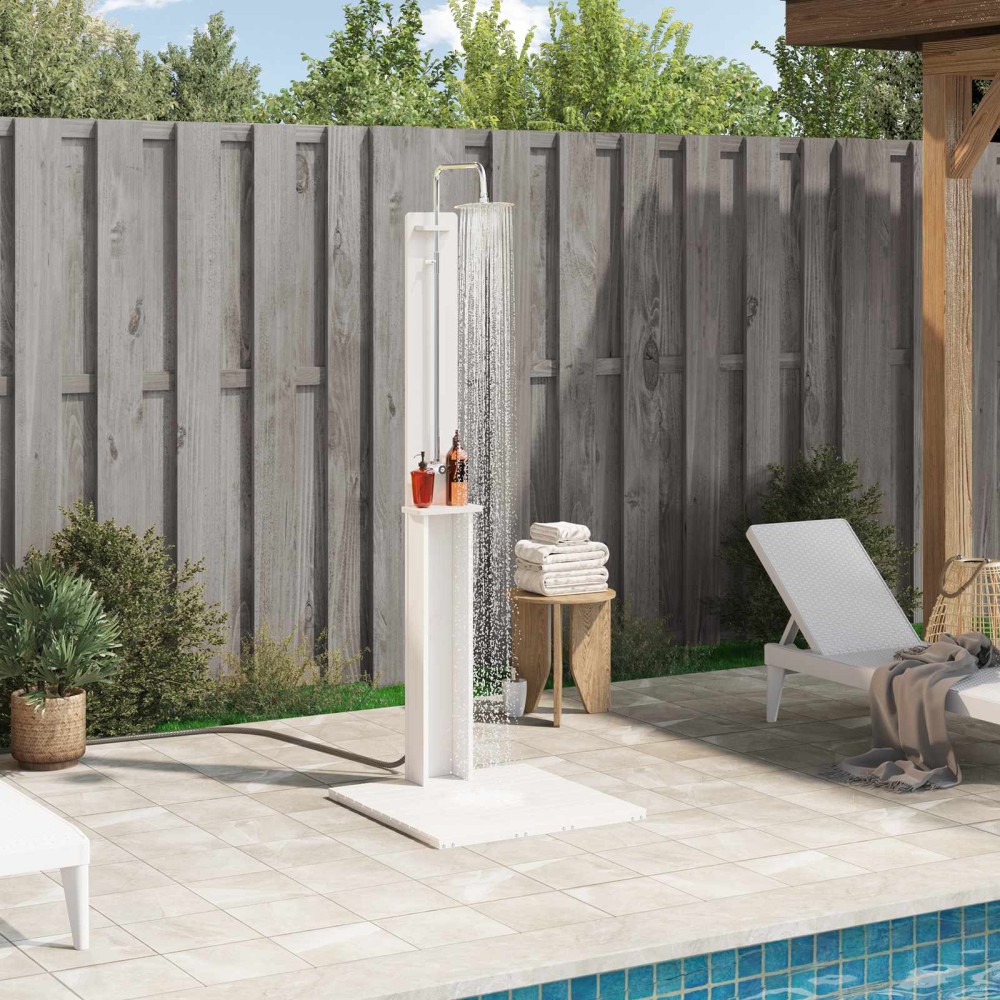 vidaXL Εξωτερικό ντους Λευκός 75 x 76 x 217 εκ Στερεό πεύκο