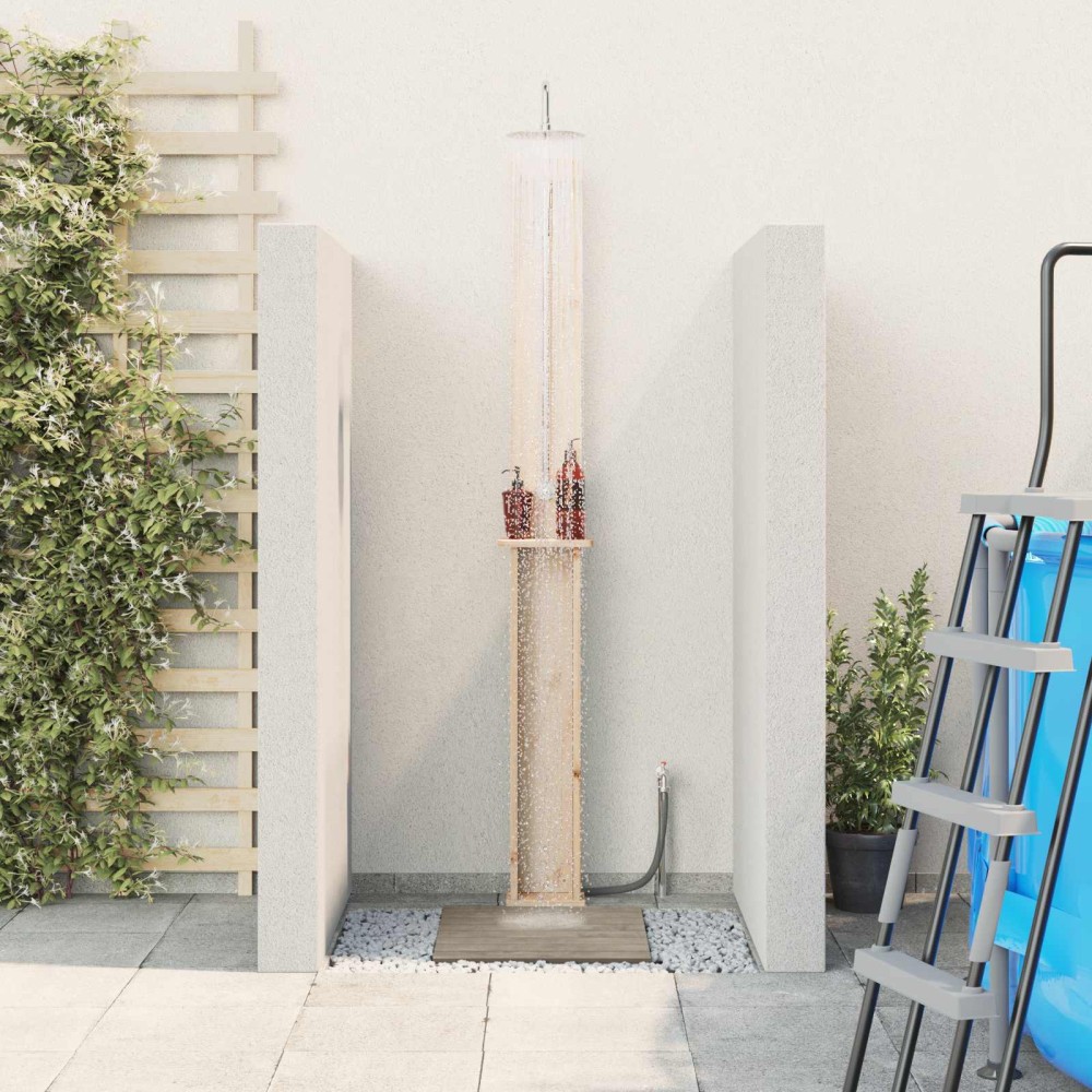 vidaXL Εξωτερικό ντους Φυσικό 24 x 19 x 246 εκ. Μασίφ Ξύλο Πεύκου