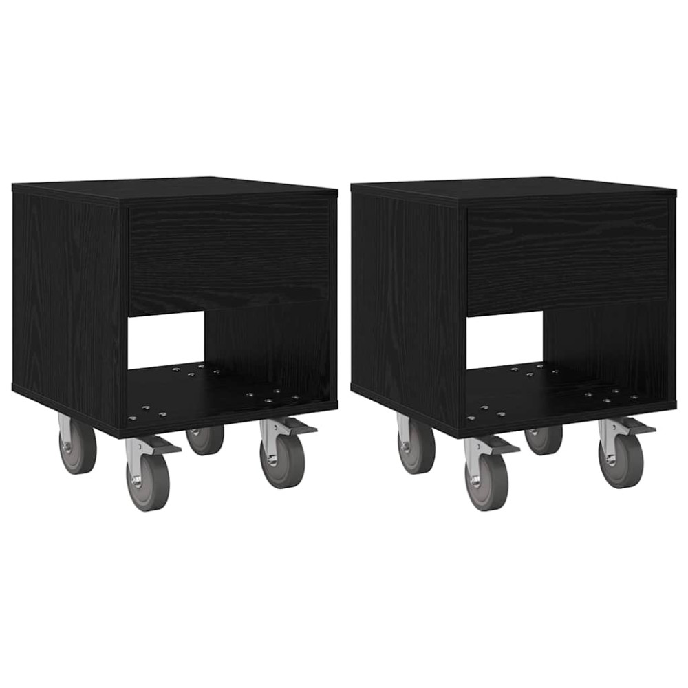 vidaXL Κομοδίνο 2 pcs Μαύρη Οξυά 40,5 x 40 x 48 εκ. Επεξεργασμένο ξύλο