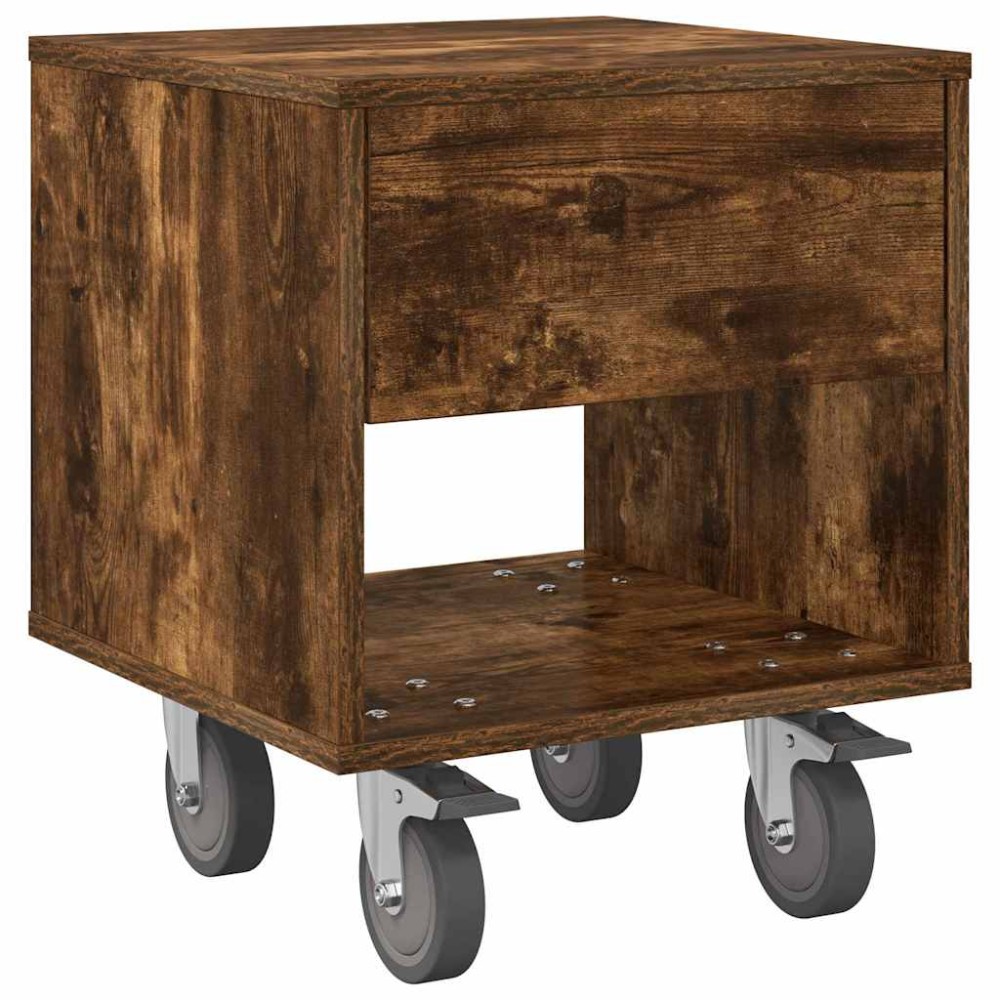 vidaXL Κομοδίνο Καπνιστό Δρύς 40,5 x 40 x 48 εκ. Επεξεργασμένο ξύλο