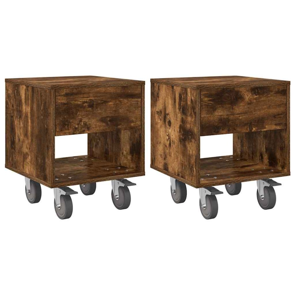 vidaXL Κομοδίνο 2 pcs Καπνιστό Δρύς 40,5 x 40 x 48 εκ.