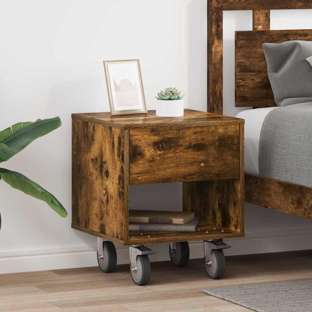 vidaXL Κομοδίνο 2 pcs Καπνιστό Δρύς 40,5 x 40 x 48 εκ.