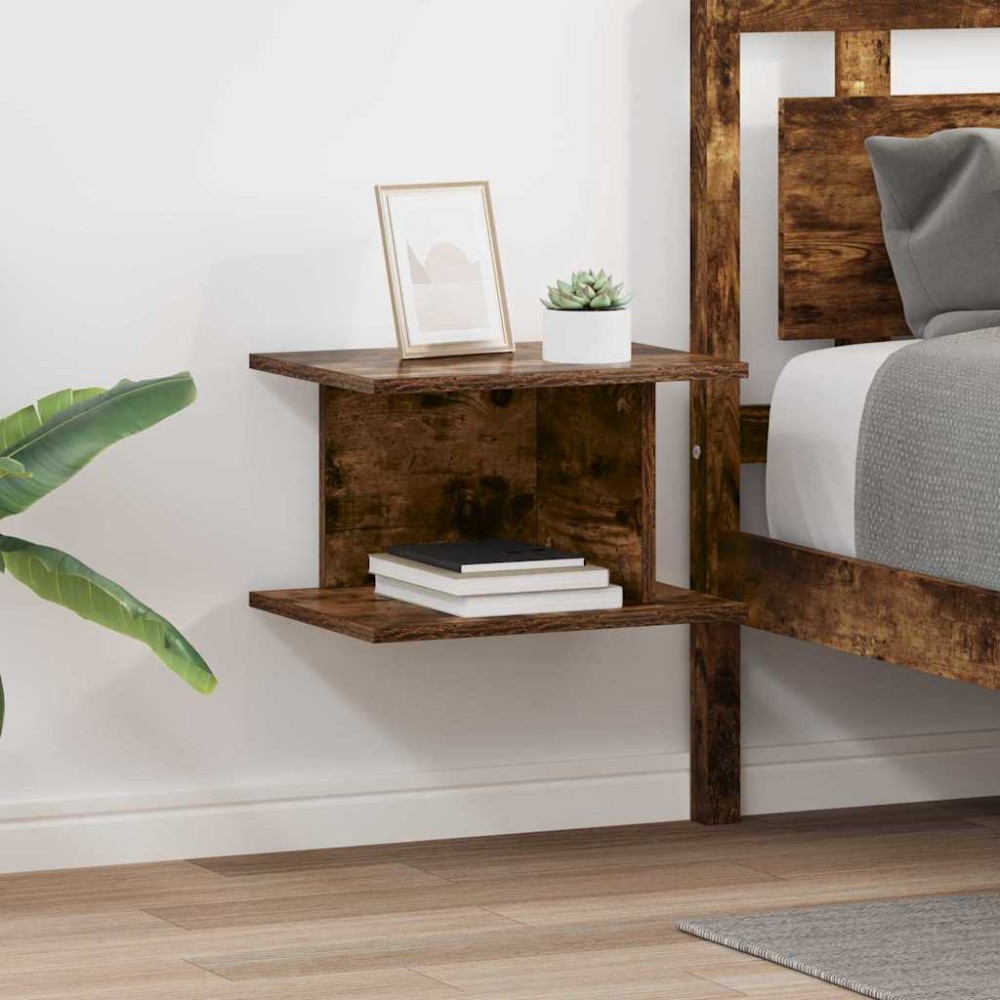 vidaXL Κομοδίνο 2 pcs Καπνιστό Δρύς 40 x 30 x 25 εκ Επεξεργασμένο ξύλο