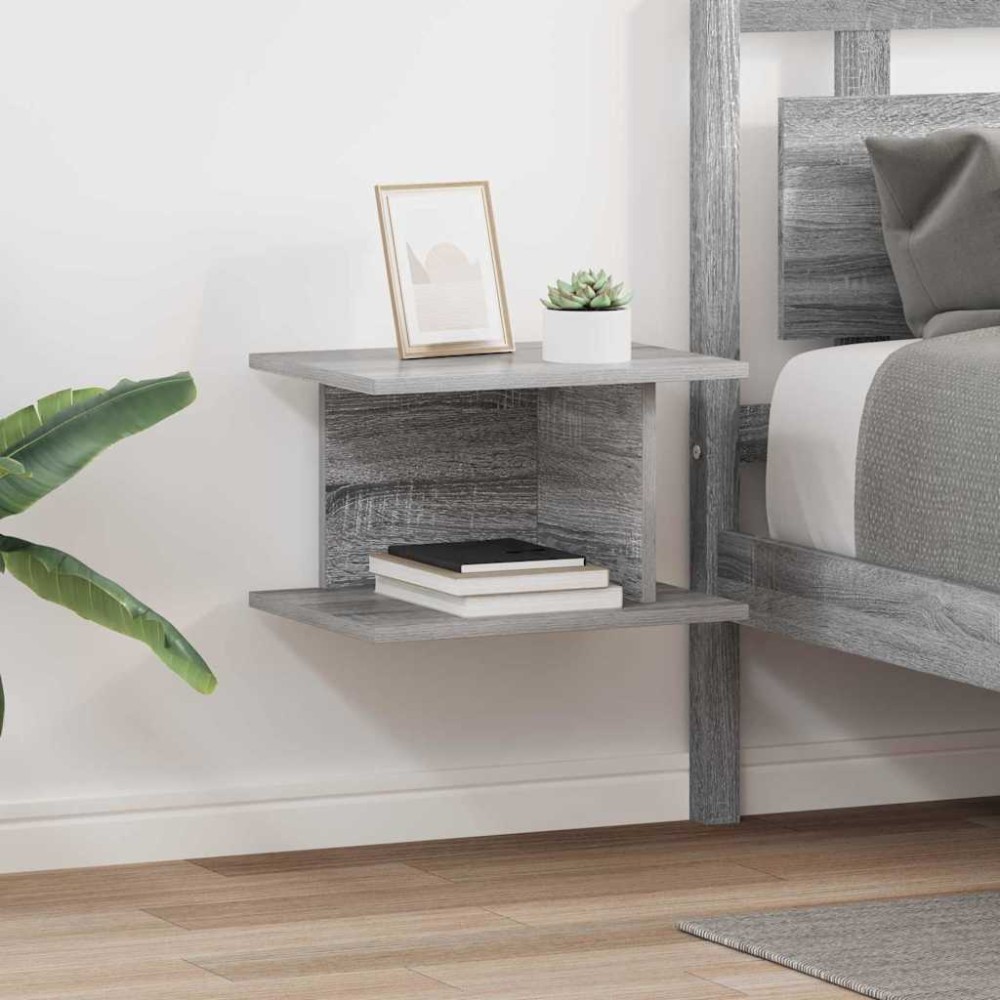 vidaXL Κομοδίνο 2 pcs Γκρίζο Σονομα 40 x 30 x 25 εκ Επεξεργασμένο ξύλο