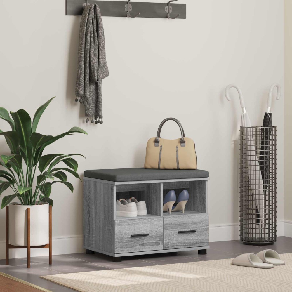 vidaXL Παγκάκι Χαλωρίου με μαξιλάρι Γκρι Σονομά 60 x 38 x 46 εκ