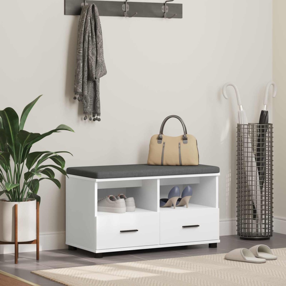 vidaXL Παγκάκι Χαλωρίου με μαξιλάρι με συρτάρι Λευκός 80 x 38 x 46 εκ