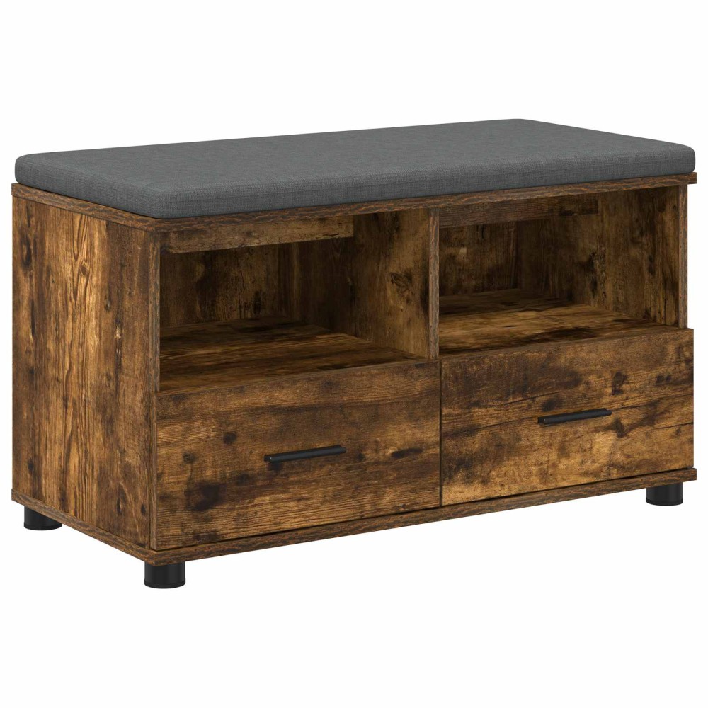 vidaXL Παγκάκι Χαλωρίου με μαξιλάρι Καπνιστή Δρυς 80 x 38 x 46 εκ