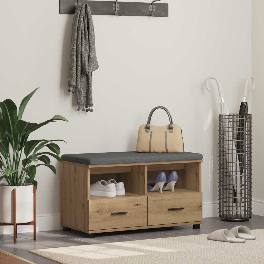 vidaXL Παγκάκι Χαλωρίου με μαξιλάρι Τεχνίτικη Δρυς 80 x 38 x 46 εκ