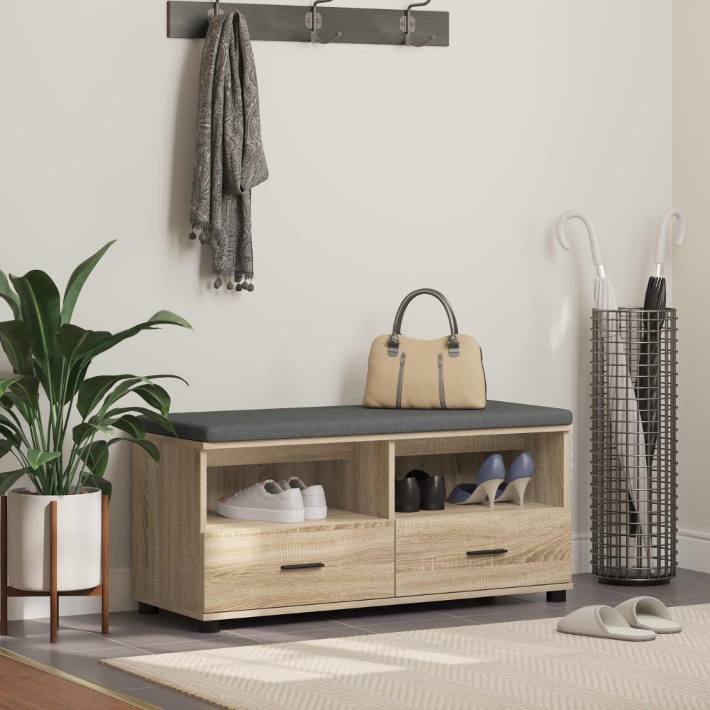 vidaXL Παγκάκι Χαλωρίου με μαξιλάρι Δρύς Sonoma 100 x 38 x 46 εκ