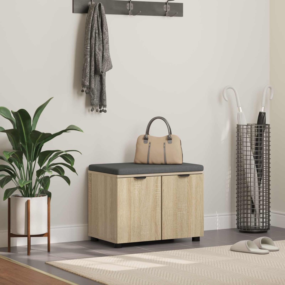 vidaXL Παγκάκι Χαλωρίου με μαξιλάρι Δρύς Sonoma 60 x 38 x 46 εκ