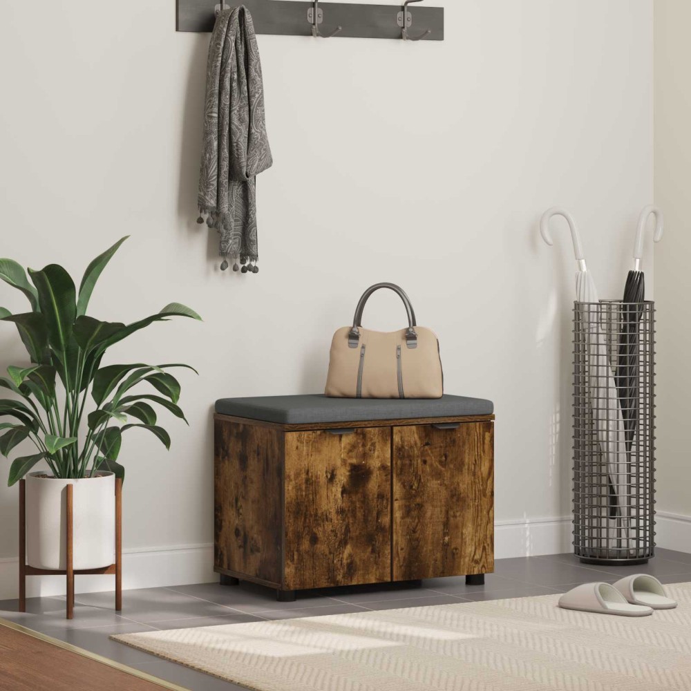 vidaXL Παγκάκι Χαλωρίου με μαξιλάρι Καπνιστή Δρυς 60 x 38 x 46 εκ