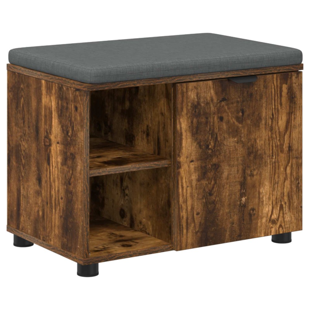 vidaXL Παγκάκι Χαλωρίου με μαξιλάρι Καπνιστή Δρυς 60 x 38 x 46 εκ