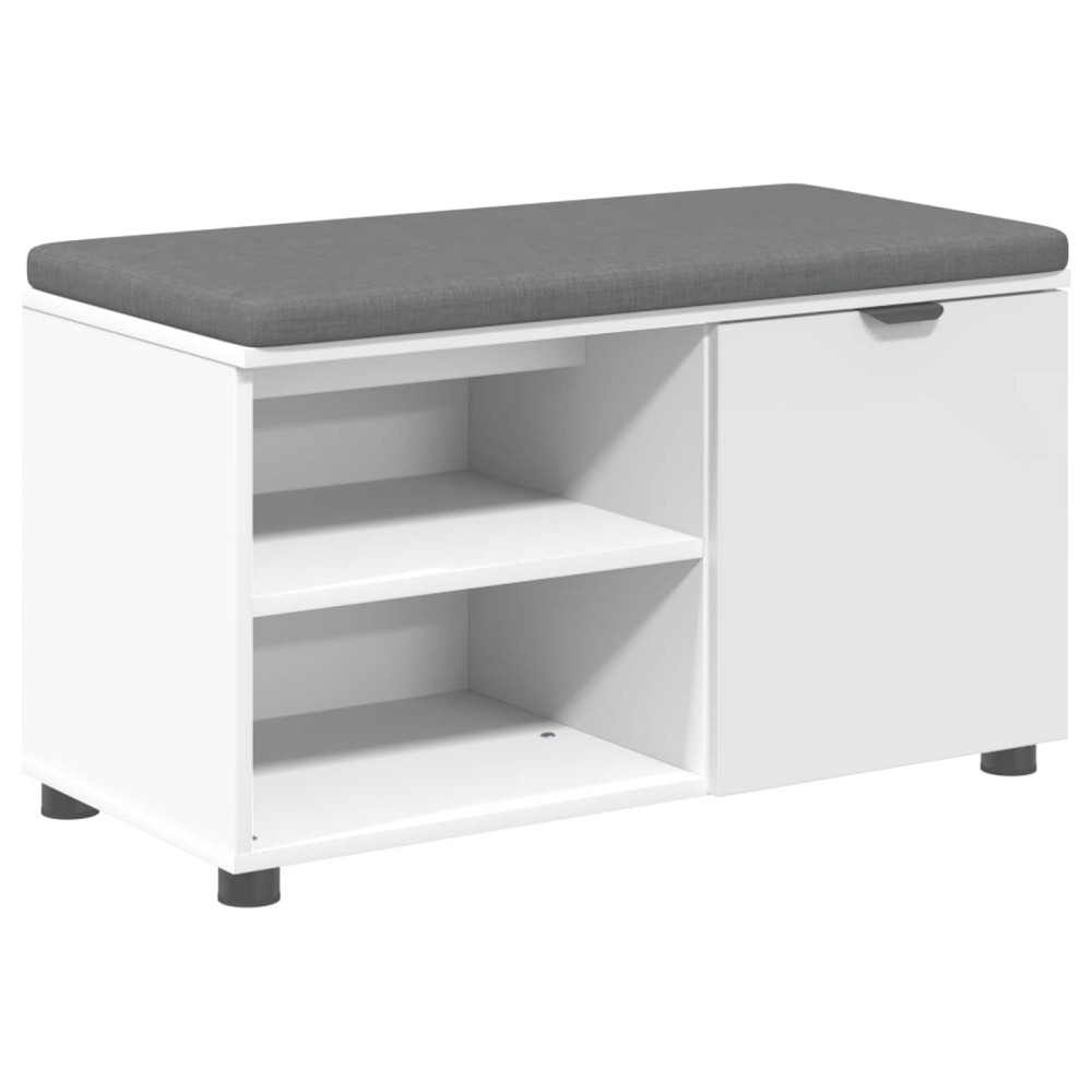 vidaXL Παγκάκι Χαλωρίου με μαξιλάρι με ράφι Λευκός 80 x 38 x 46 εκ
