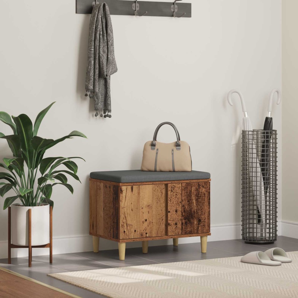 vidaXL Παγκάκι Χαλωρίου με μαξιλάρι Παλιό ξύλο 60 x 38 x 46 εκ