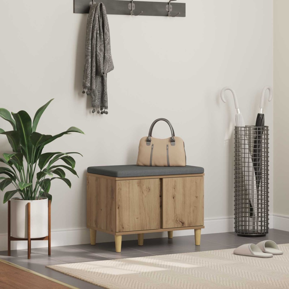 vidaXL Παγκάκι Χαλωρίου με μαξιλάρι Τεχνίτικη Δρυς 60 x 38 x 46 εκ