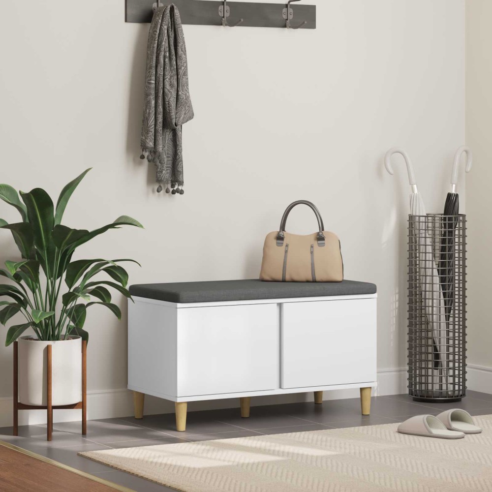 vidaXL Παγκάκι Χαλωρίου με μαξιλάρι με πόρτα Λευκός 80 x 38 x 46 εκ