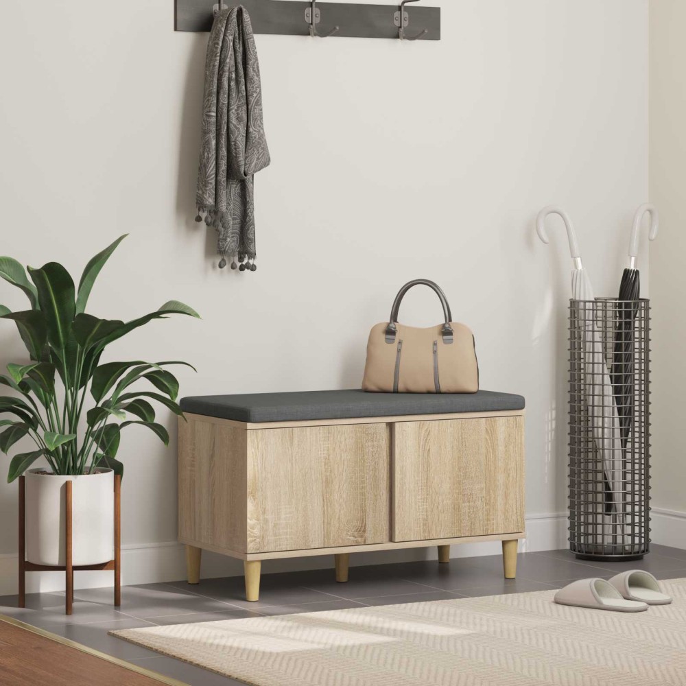 vidaXL Παγκάκι Χαλωρίου με μαξιλάρι Δρύς Sonoma 80 x 38 x 46 εκ