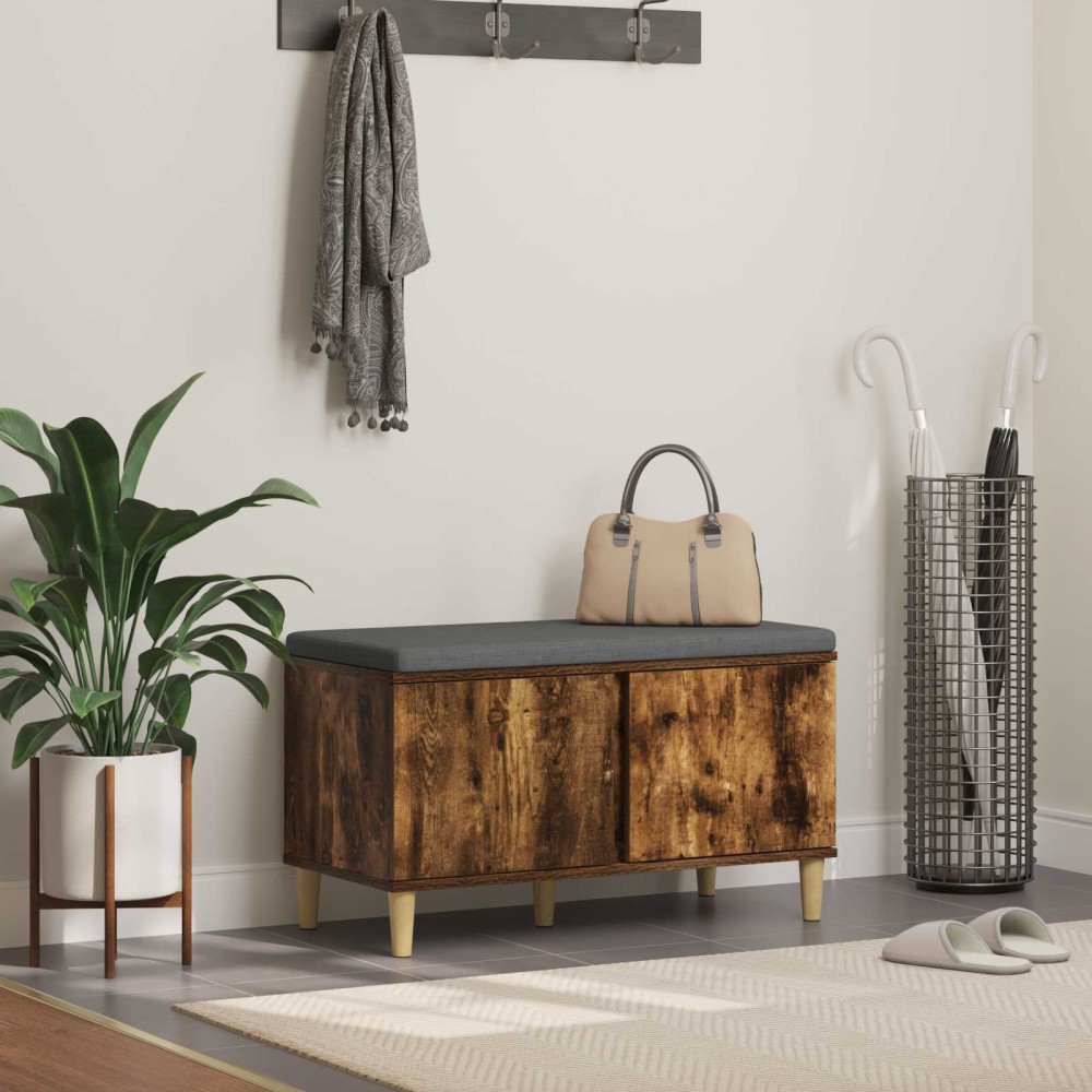 vidaXL Παγκάκι Χαλωρίου με μαξιλάρι Καπνιστή Δρυς 80 x 38 x 46 εκ