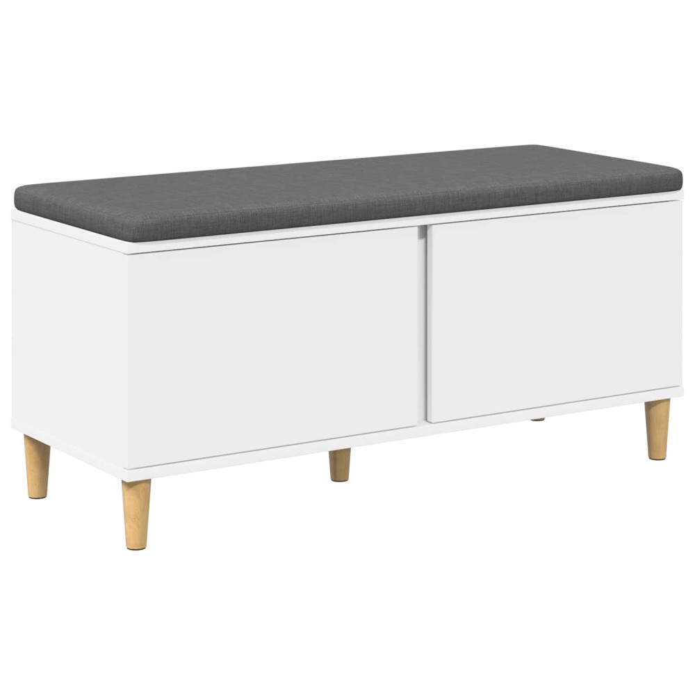 vidaXL Παγκάκι Χαλωρίου με μαξιλάρι με πόρτα Λευκός 100 x 38 x 46 εκ