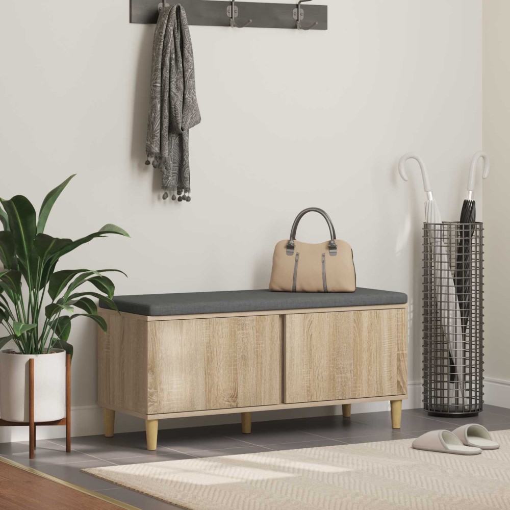 vidaXL Παγκάκι Χαλωρίου με μαξιλάρι Δρύς Sonoma 100 x 38 x 46 εκ