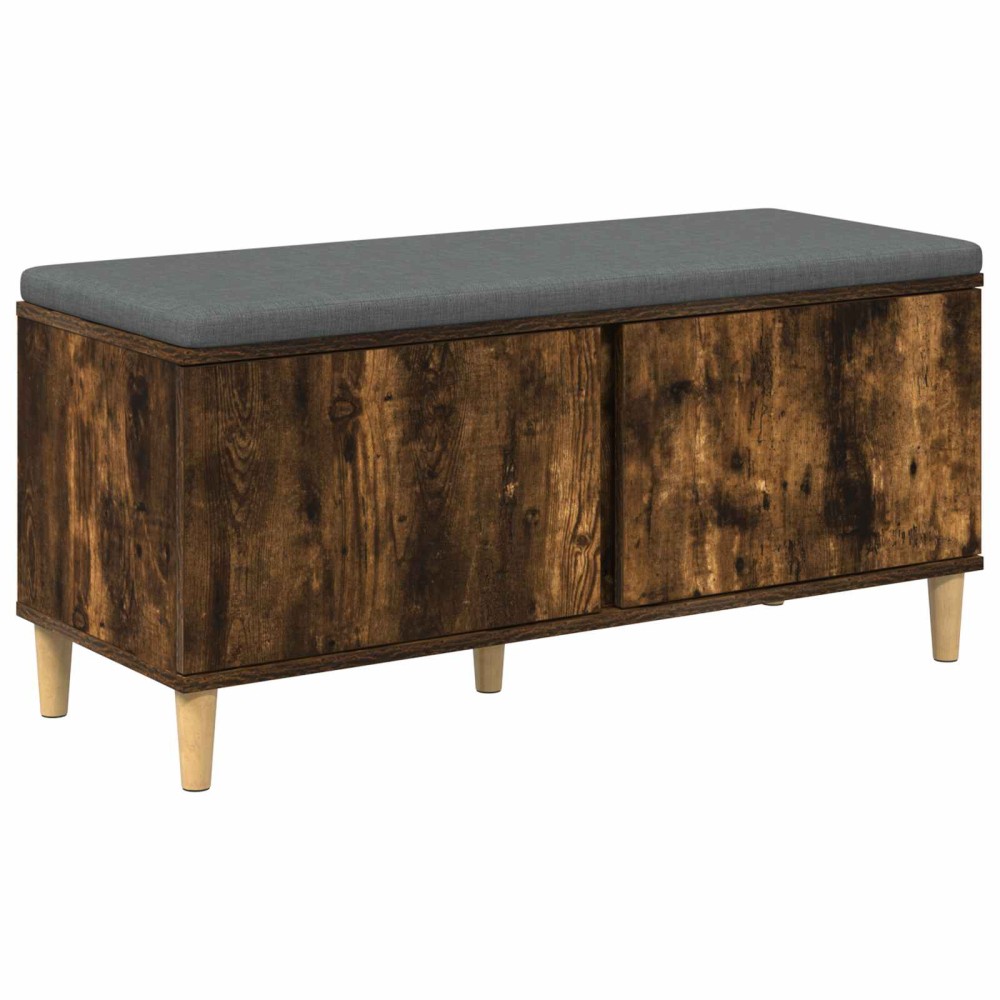 vidaXL Παγκάκι Χαλωρίου με μαξιλάρι Καπνιστή Δρυς 100 x 38 x 46 εκ