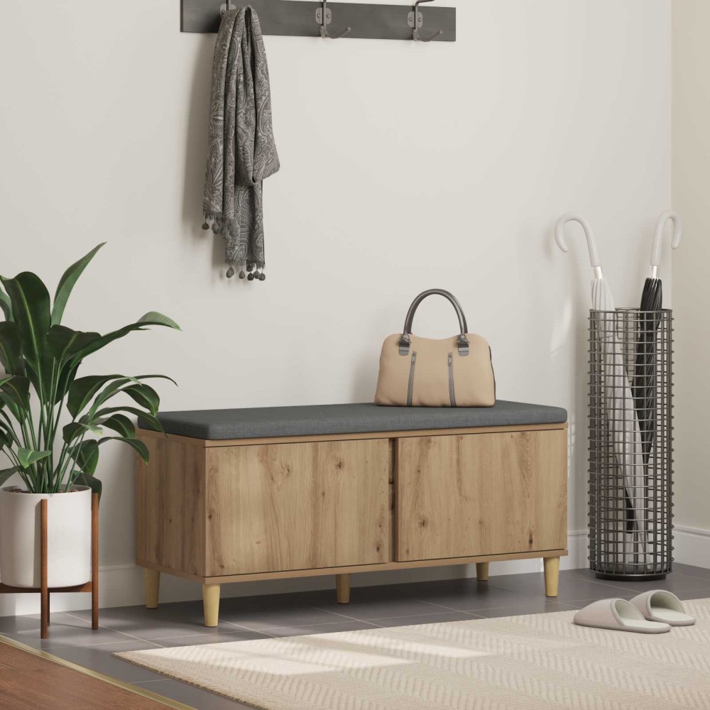 vidaXL Παγκάκι Χαλωρίου με μαξιλάρι Τεχνίτικη Δρυς 100 x 38 x 46 εκ