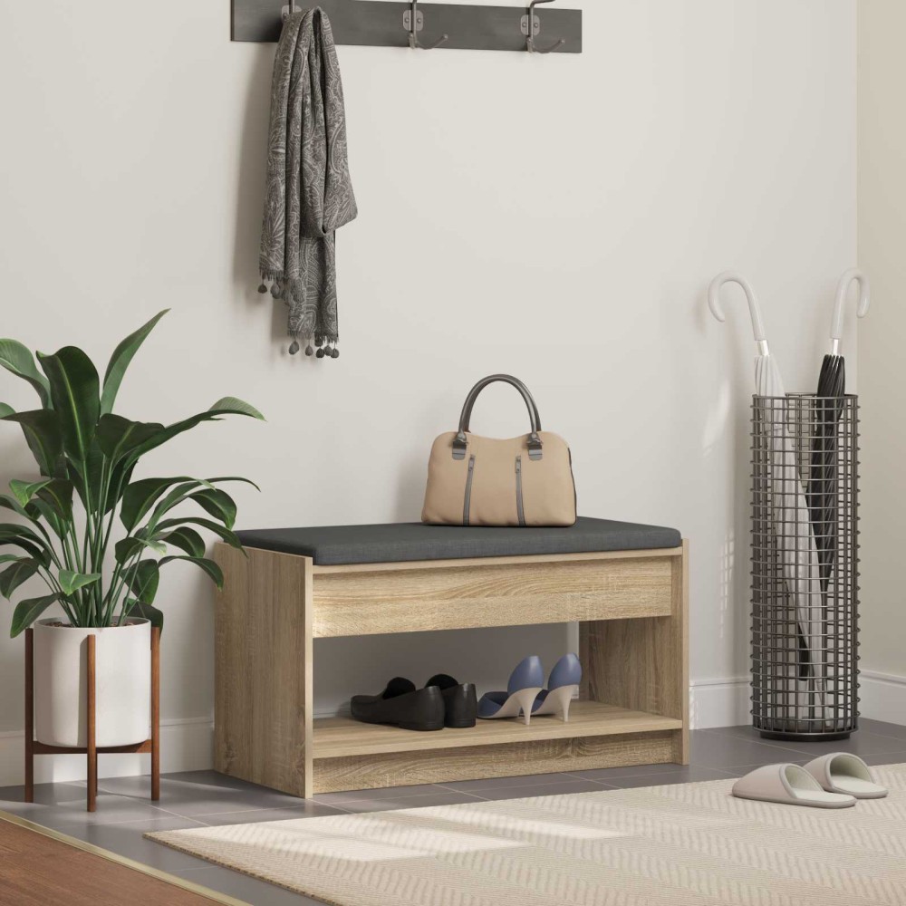 vidaXL Παγκάκι Χαλωρίου με μαξιλάρι Δρύς Sonoma 83 x 38 x 45 εκ