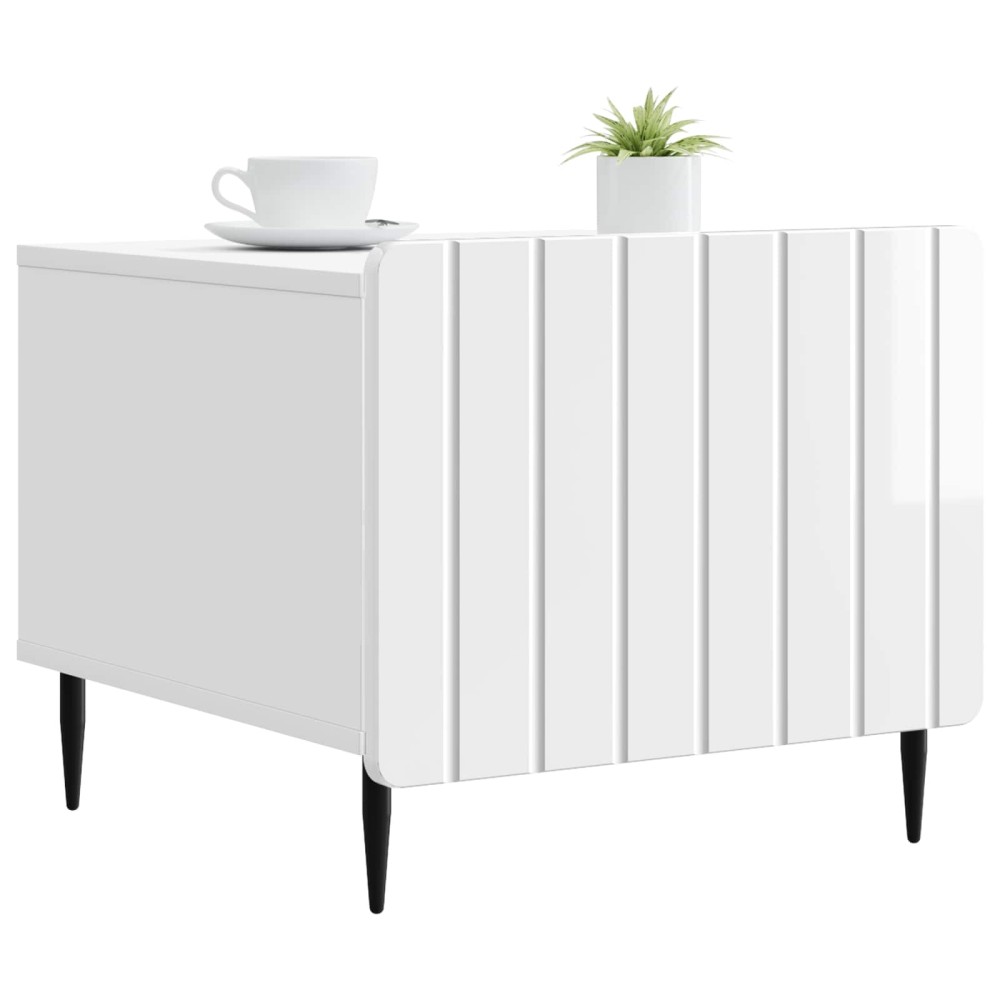 vidaXL Τραπεζάκι σαλονιού με συρτάρι Γυαλιστερό Λευκό 49 x 50 x 42 εκ.