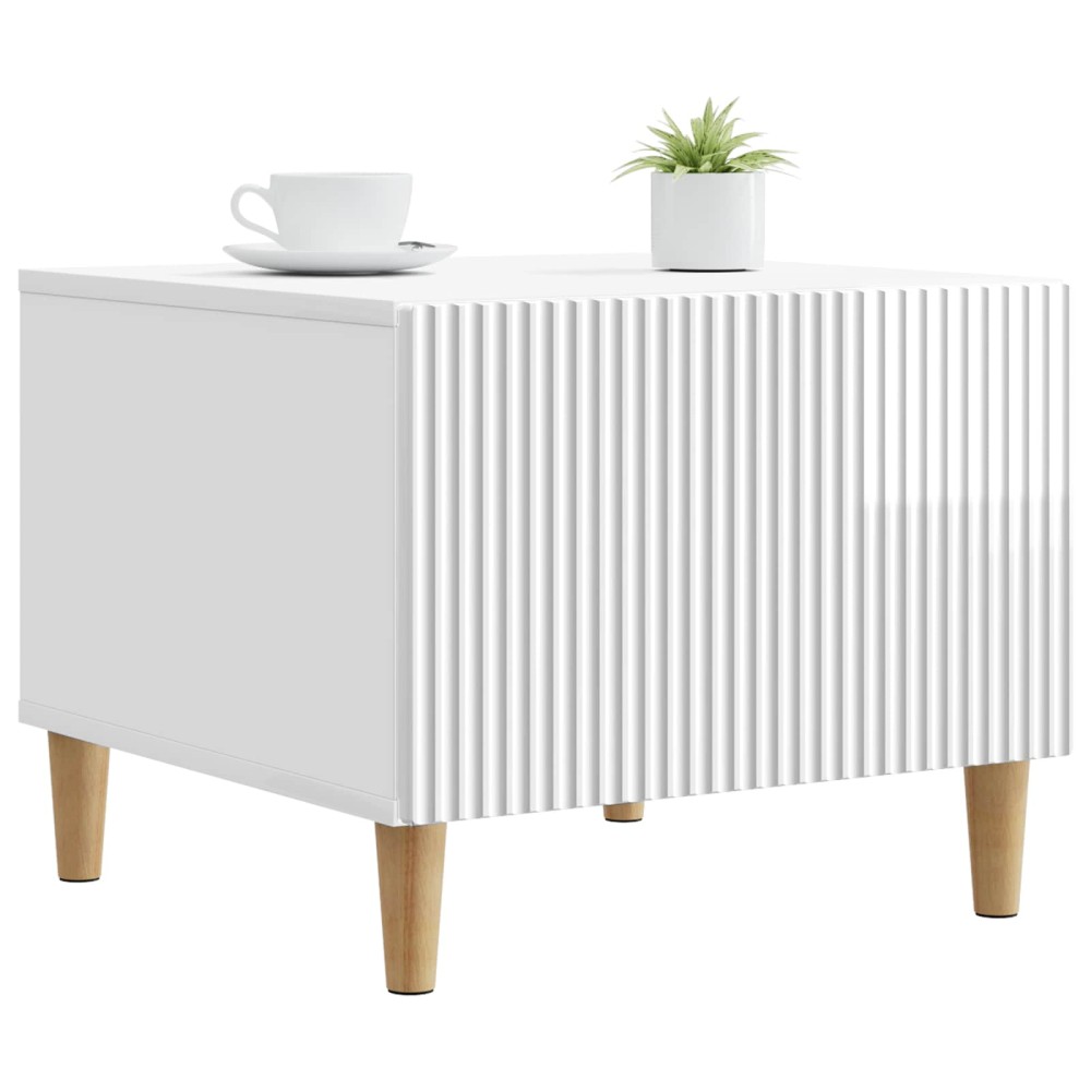 vidaXL Τραπεζάκι σαλονιού με συρτάρι Γυαλιστερό Λευκό 49 x 50 x 40 εκ