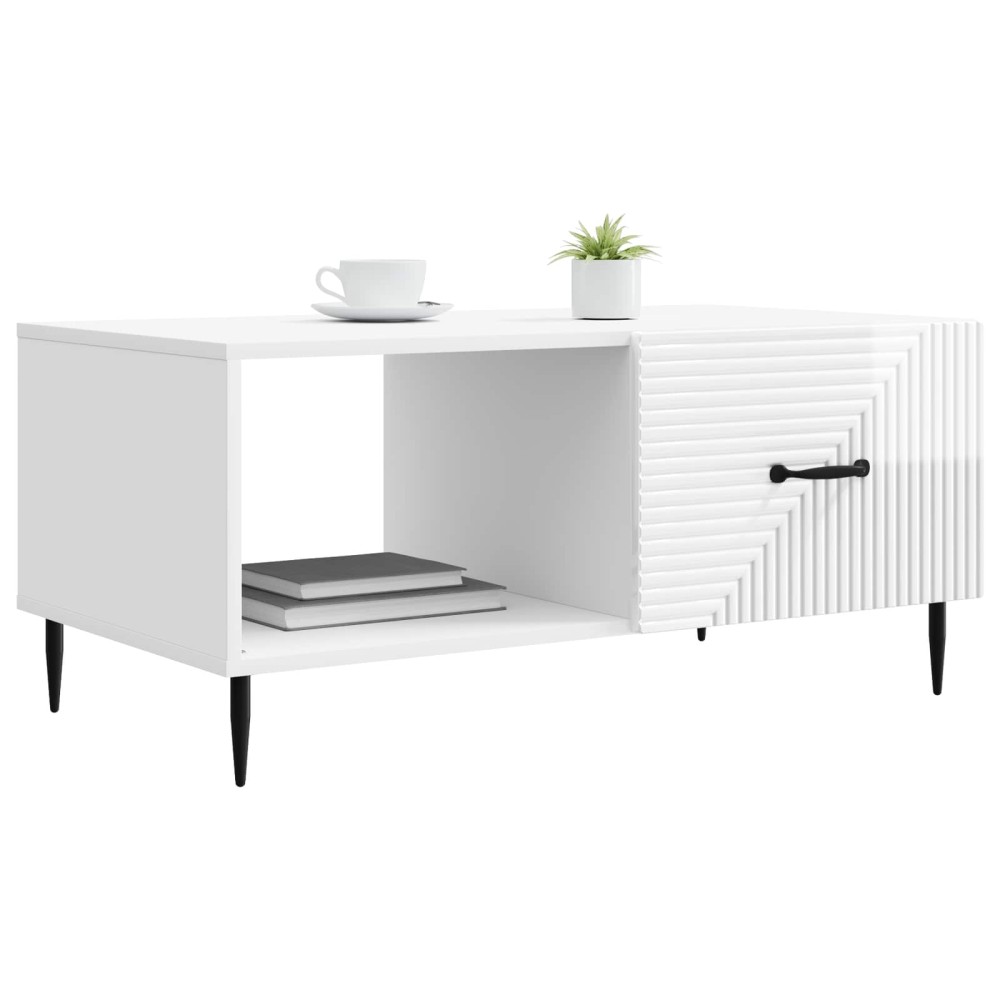 vidaXL Τραπεζάκι σαλονιού Γυαλιστερό Λευκό 90 x 50 x 40 cm