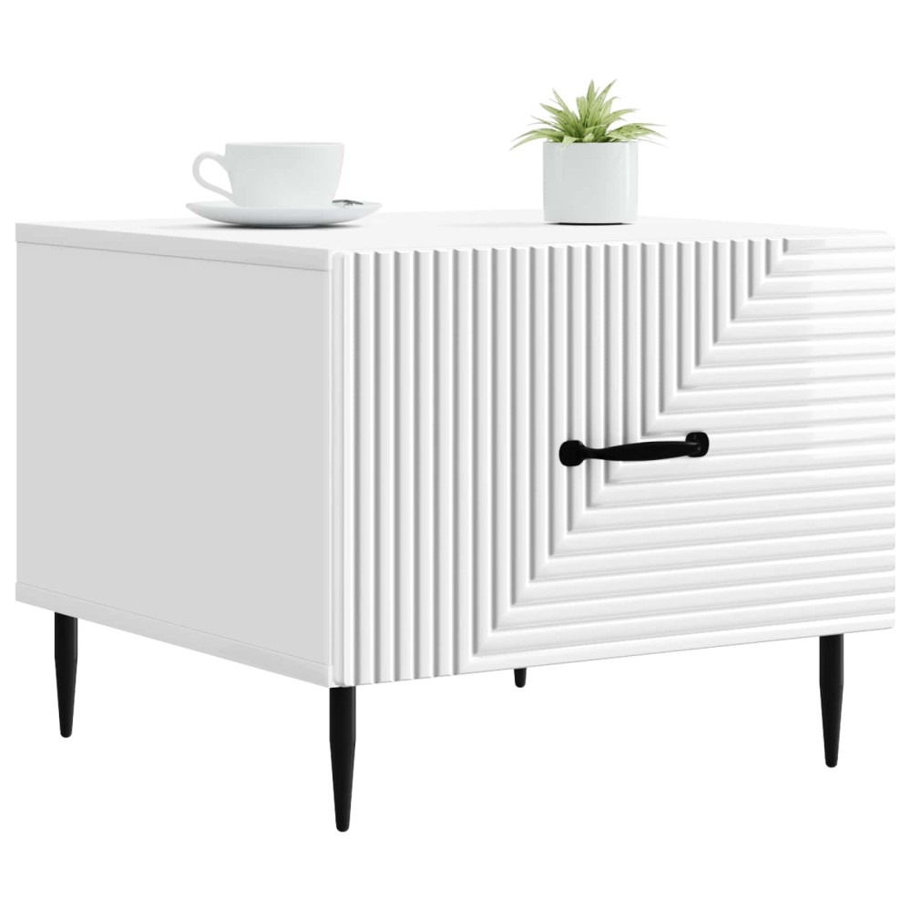 vidaXL Τραπεζάκι σαλονιού με συρτάρι Γυαλιστερό Λευκό 49 x 50 x 40 εκ