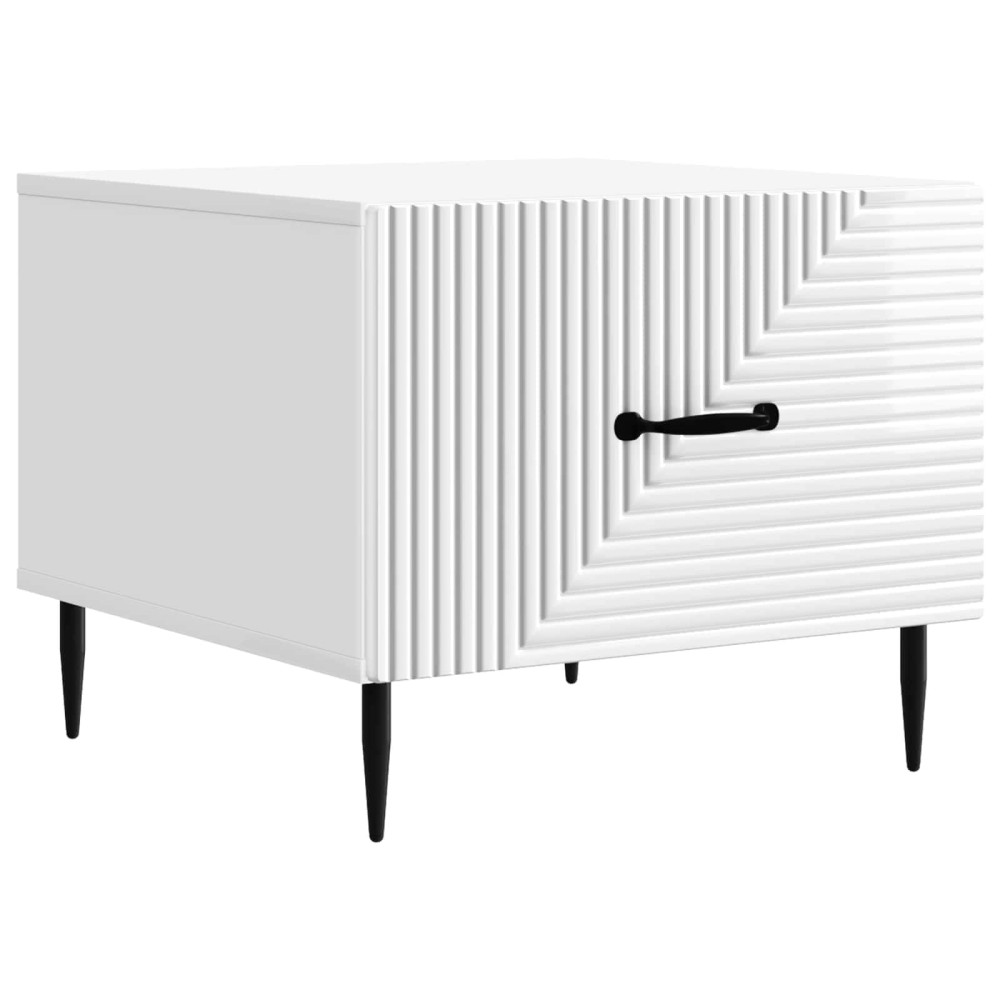 vidaXL Τραπεζάκι σαλονιού με συρτάρι Γυαλιστερό Λευκό 49 x 50 x 40 εκ