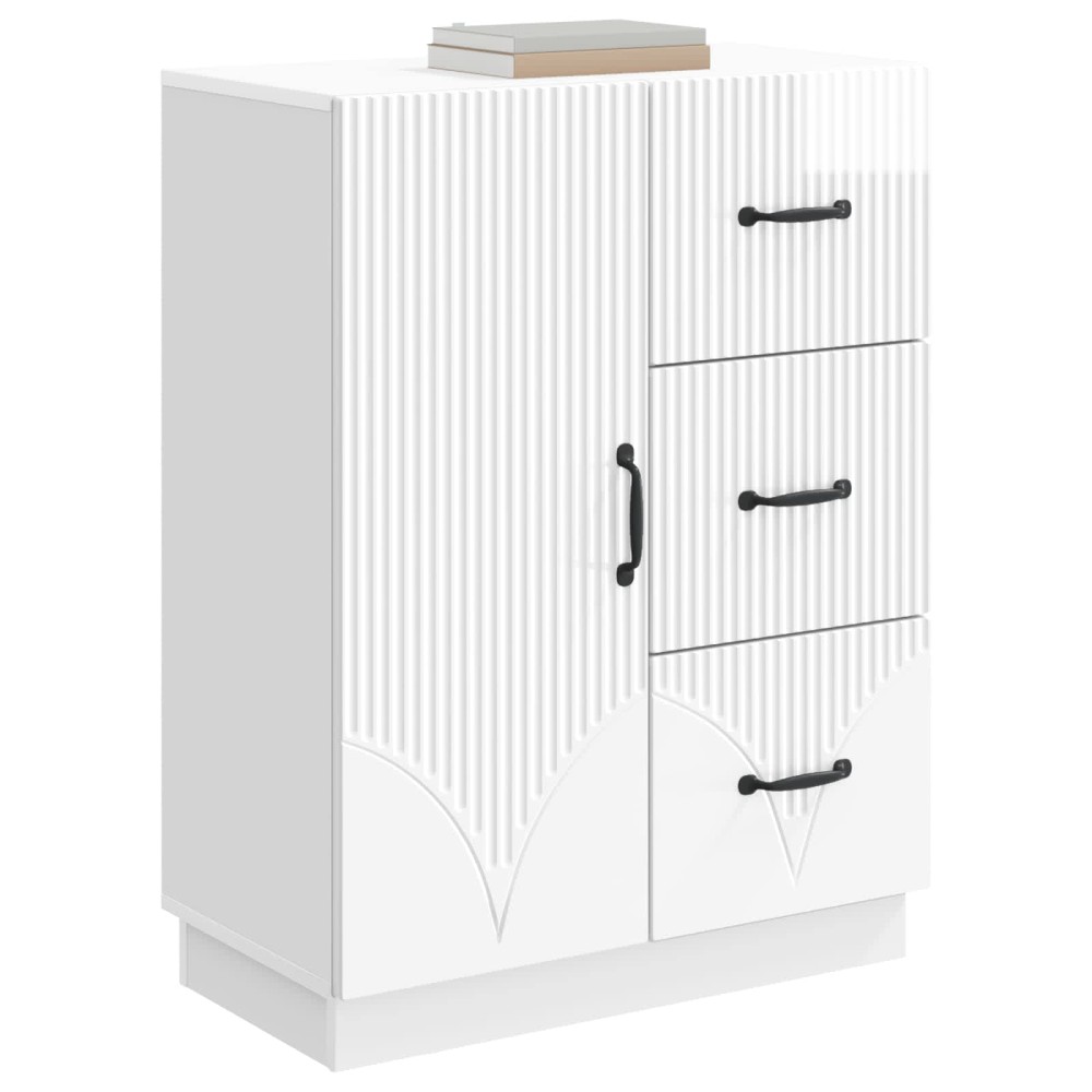 vidaXL Πλαϊνό γραφείο με συρτάρι Γυαλιστερό Λευκό 66 x 34,5 x 87 εκ.