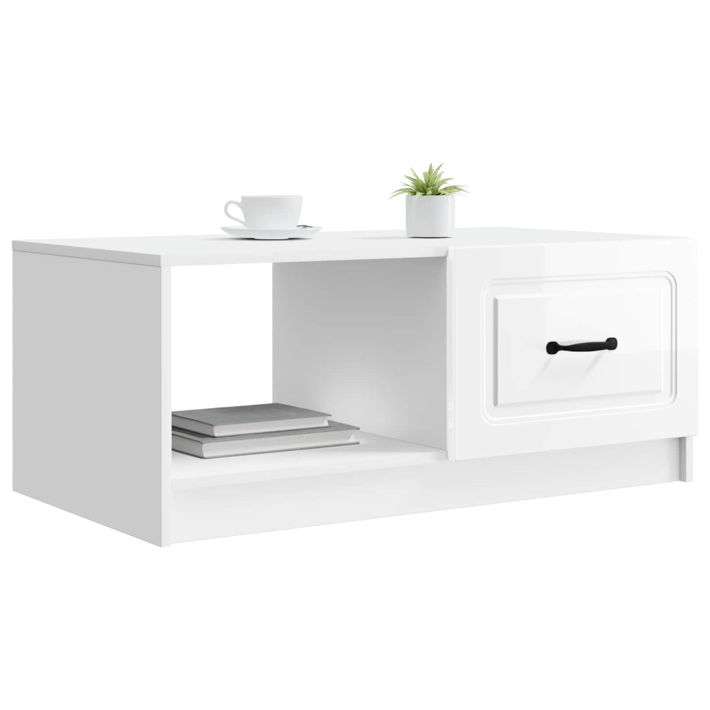 vidaXL Τραπεζάκι σαλονιού Γυαλιστερό Λευκό 90 x 50 x 37 εκ