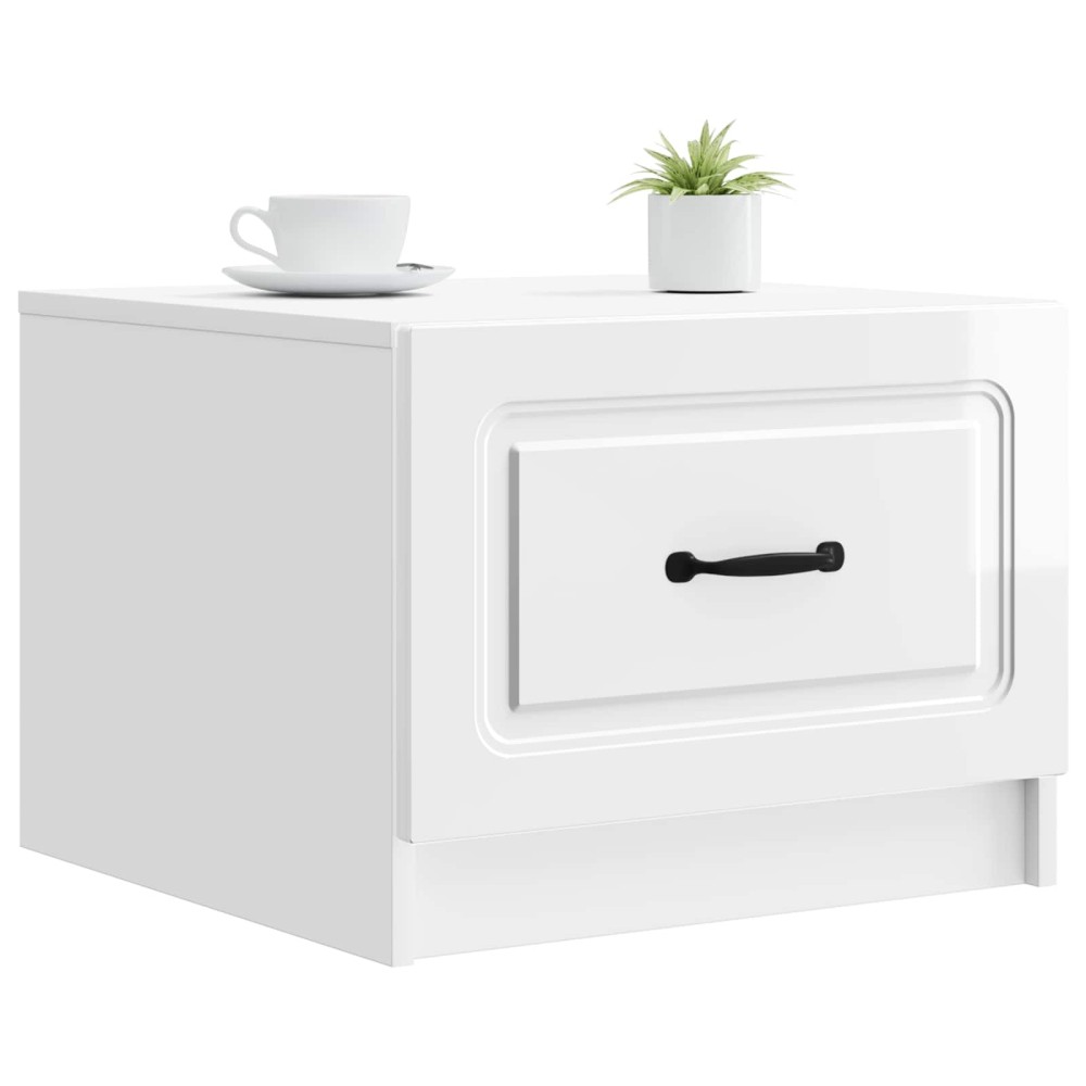 vidaXL Τραπεζάκι σαλονιού με συρτάρι Γυαλιστερό Λευκό 49 x 50 x 37 εκ.