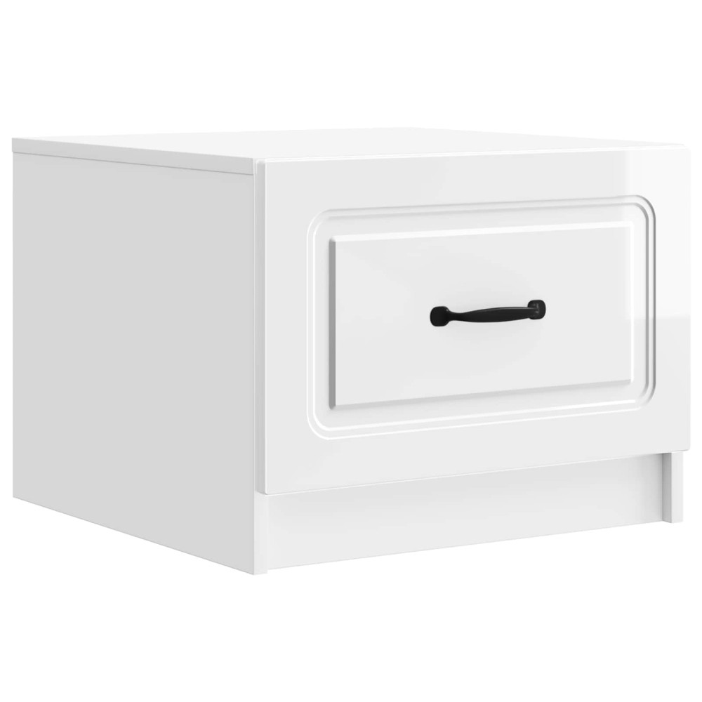 vidaXL Τραπεζάκι σαλονιού με συρτάρι Γυαλιστερό Λευκό 49 x 50 x 37 εκ.