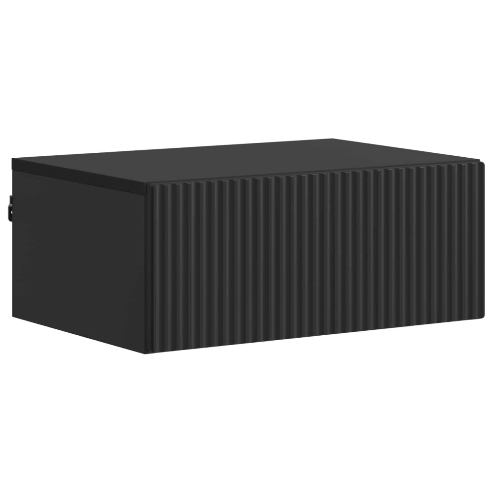 vidaXL Τοίχου Κρεμαστό Κομοδίνο με συρτάρι Μαύρο 49 x 34,5 x 20 εκ.