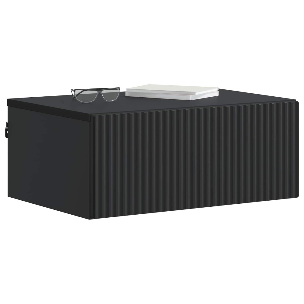 vidaXL Τοίχου Κρεμαστό Κομοδίνο 2 pcs Μαύρο 49 x 34,5 x 20 εκ.