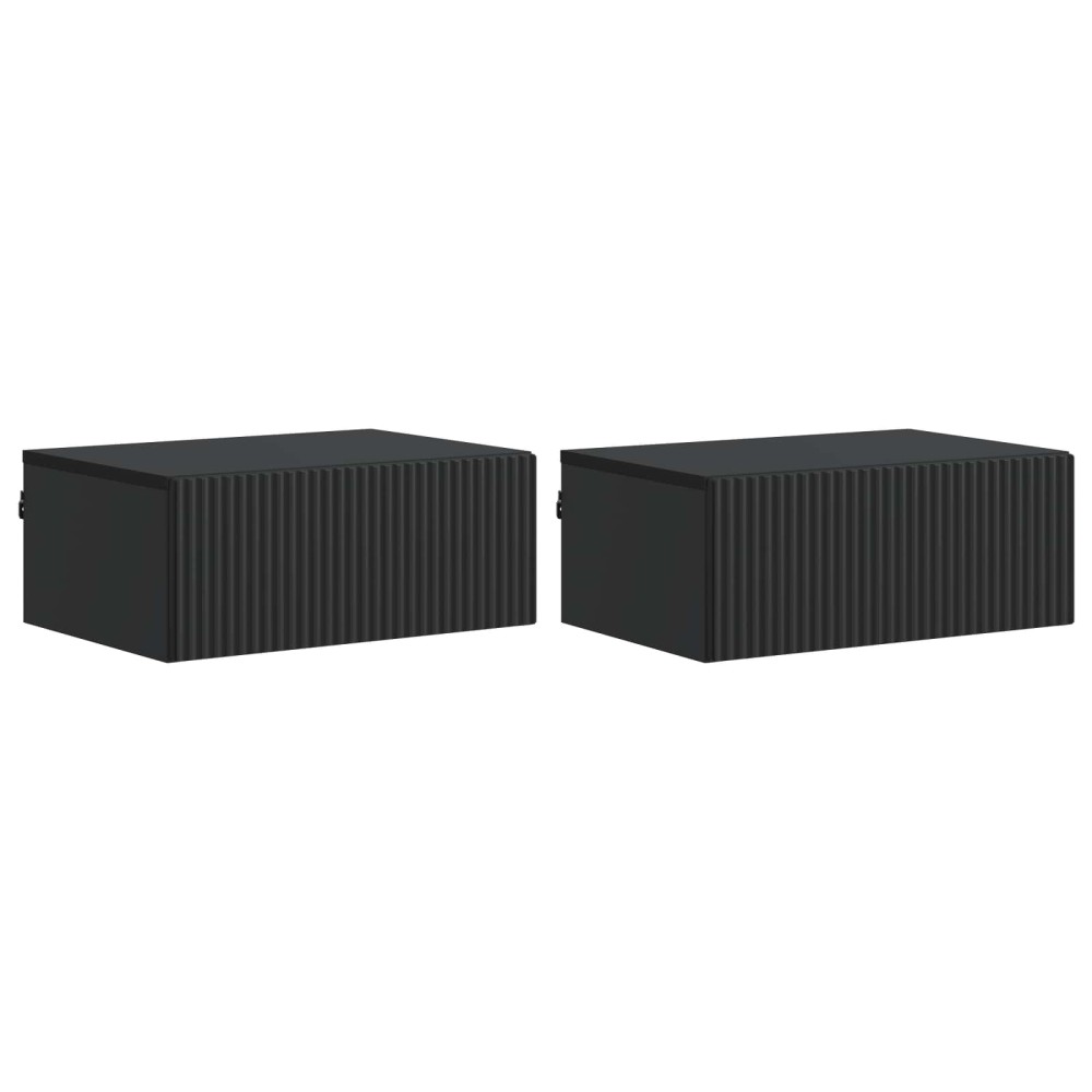 vidaXL Τοίχου Κρεμαστό Κομοδίνο 2 pcs Μαύρο 49 x 34,5 x 20 εκ.