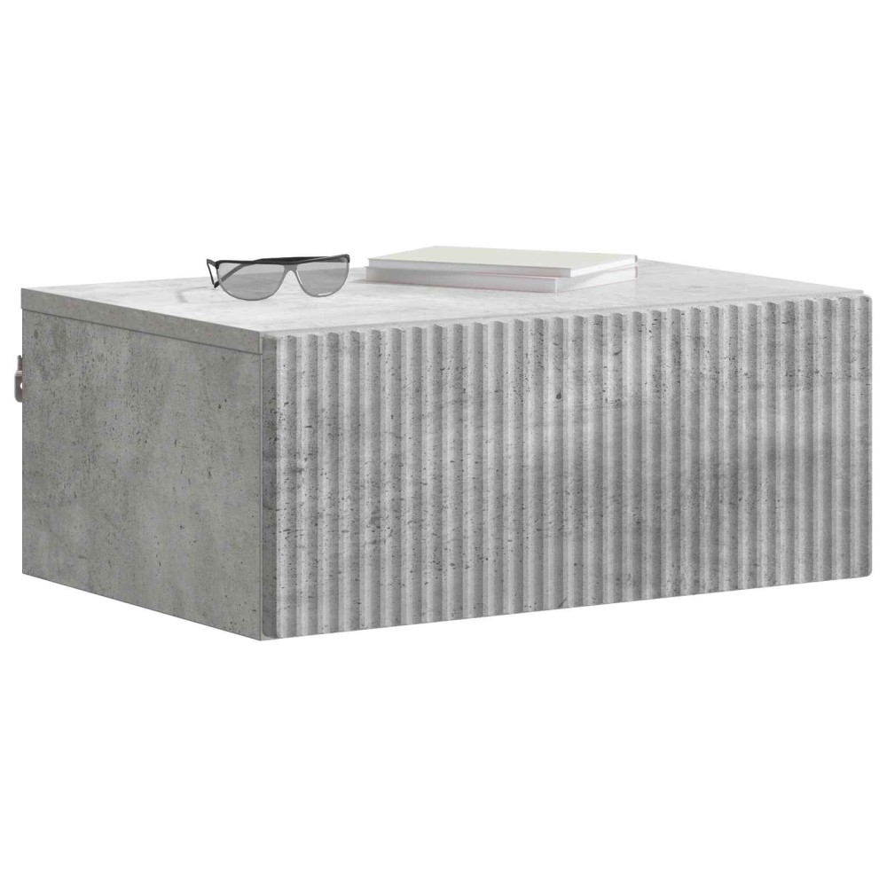 vidaXL Τοίχου Κρεμαστό Κομοδίνο με συρτάρι 2 pcs Γκρι Σκυροδέματος