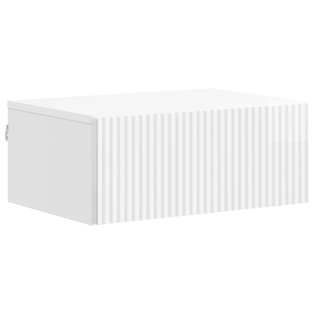 vidaXL Τοίχου Κρεμαστό Κομοδίνο Γυαλιστερό Λευκό 49 x 34,5 x 20 εκ.