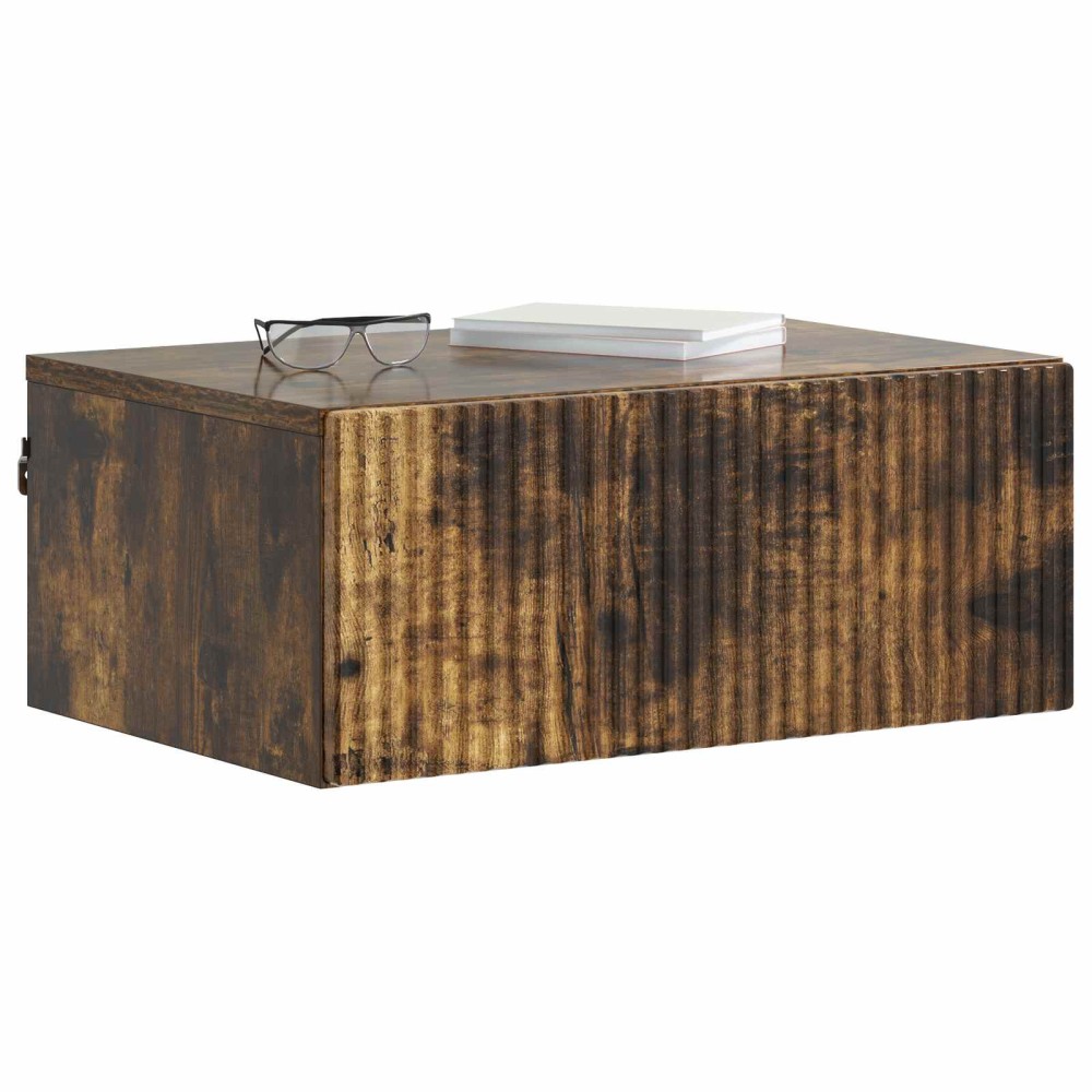 vidaXL Τοίχου Κρεμαστό Κομοδίνο με συρτάρι 2 pcs Καπνισμένο Ξύλο Δρυός