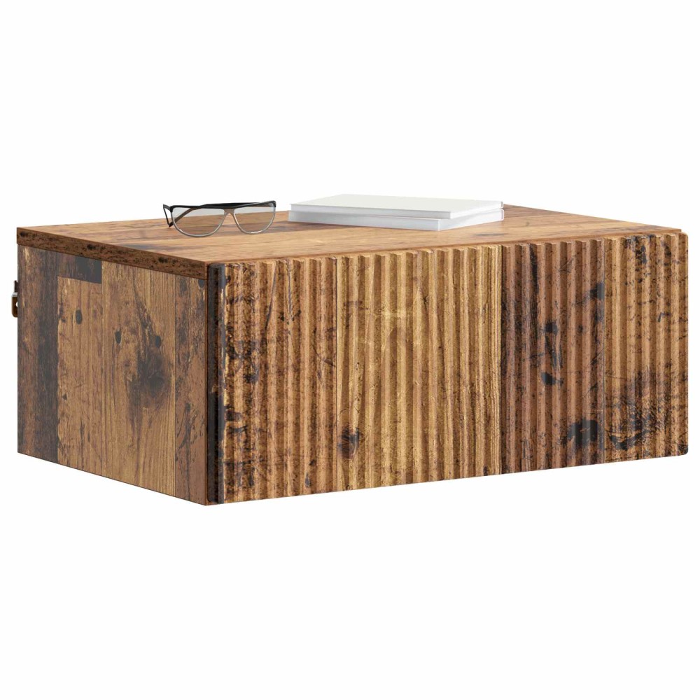 vidaXL Τοίχου Κρεμαστό Κομοδίνο με συρτάρι 2 pcs Παλαιωμένο ξύλο