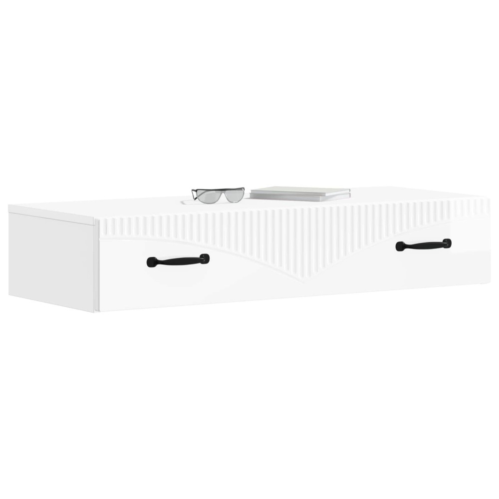 vidaXL Τραπεζάκι Τοίχου Γυαλιστερό Λευκό 87,5 x 34,5 x 17 εκ.